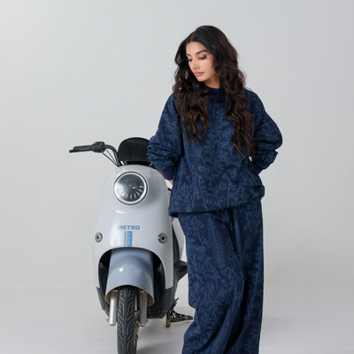 Emboss French Terry Co-ord Set. (Navy Blue)