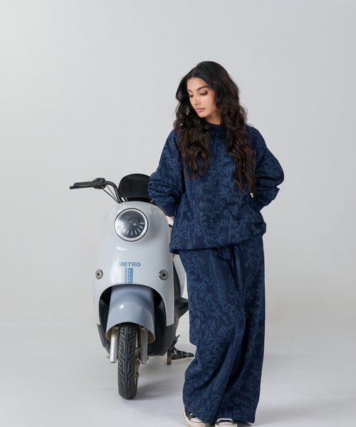 Emboss French Terry Co-ord Set. (Navy Blue)